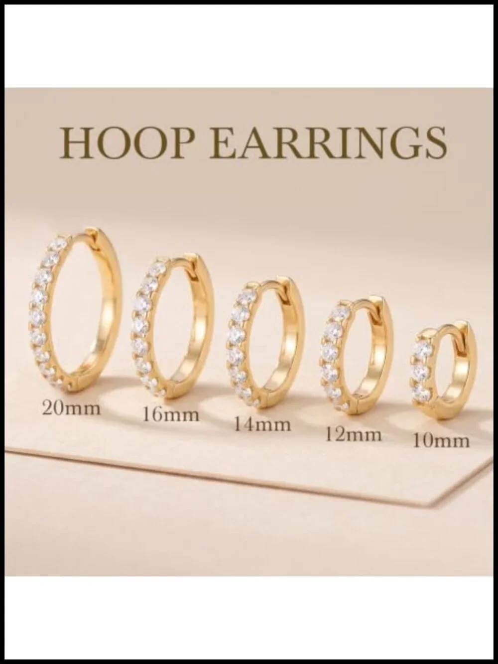 14K Gold Plated Hoop Earrings for Women - CZ Huggie Hoops, Multiple Sizes